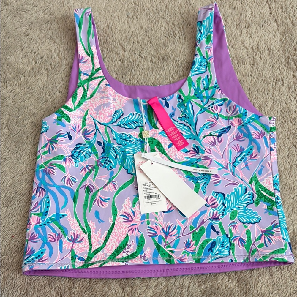 Lilly Pulitzer Purple and Blue Floral Tank Top NWT Reversible Active Tank Top